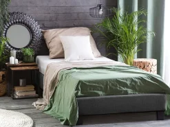 Sommier De Solteiro Em Tecido Cinzento 90 X 200 Cm Roanne