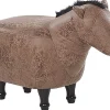 Tamborete Animal Em Pele Sintetica Castanha Horse