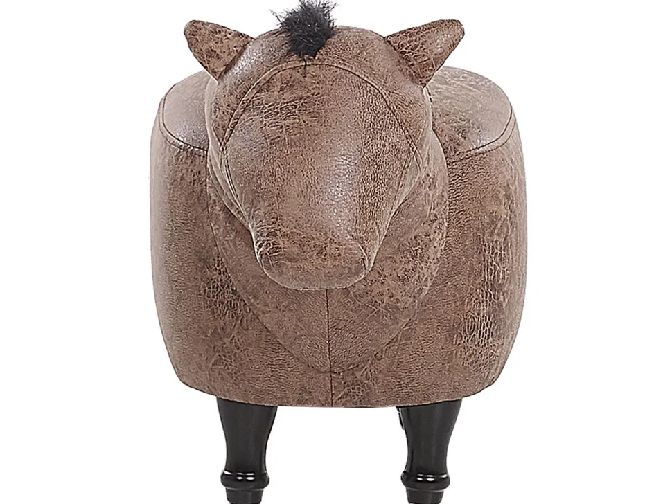 Tamborete Animal Em Pele Sintetica Castanha Horse