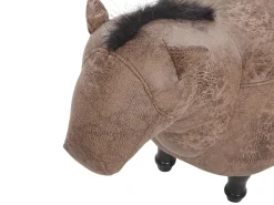 Tamborete Animal Em Pele Sintetica Castanha Horse