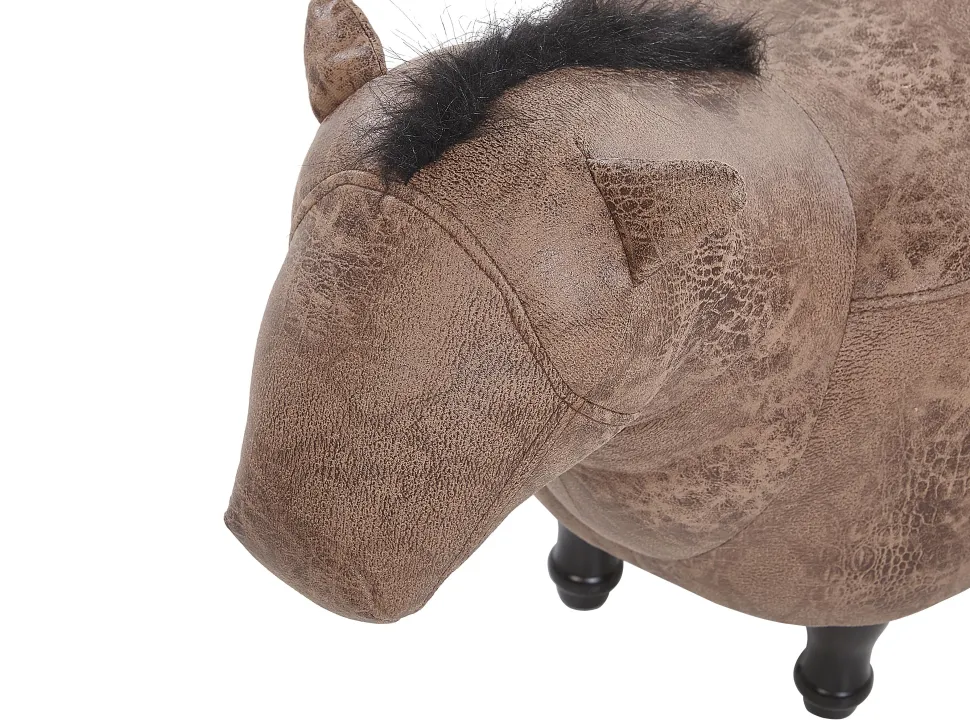 Tamborete Animal Em Pele Sintetica Castanha Horse