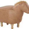 Tamborete Animal Em Pele Sintetica Cor De Areia Horse