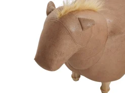 Tamborete Animal Em Pele Sintetica Cor De Areia Horse
