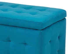 Tamborete Com Arrumação Em Veludo Azul Turquesa 72 X 42 Cm Michigan