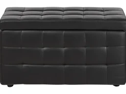 Tamborete Com Arrumação Em Pele Sintetica Preta 72 X 42 Cm Michigan