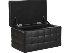 Tamborete Com Arrumação Em Pele Sintetica Preta 72 X 42 Cm Michigan