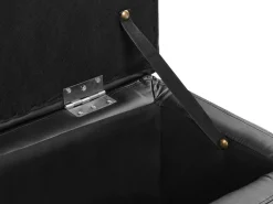 Tamborete Com Arrumação Em Pele Sintetica Preta 72 X 42 Cm Michigan