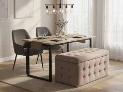 Tamborete Com Arrumação Em Veludo Rosa 72 X 42 Cm Michigan