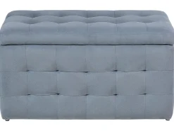 Tamborete Com Arrumação Em Veludo Cinzento 72 X 42 Cm Michigan