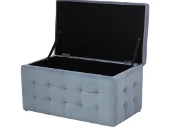 Tamborete Com Arrumação Em Veludo Cinzento 72 X 42 Cm Michigan