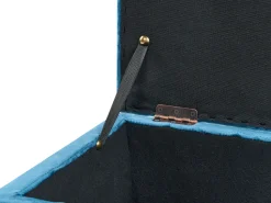 Tamborete Com Arrumação Em Veludo Azul Escuro 72 X 42 Cm Michigan