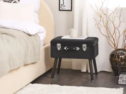 Tamborete Com Arrumação Em Veludo Preto Mallard