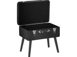 Tamborete Com Arrumação Em Veludo Preto Mallard