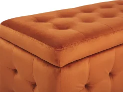 Tamborete Com Arrumação Em Veludo Laranja 72 X 42 Cm Michigan