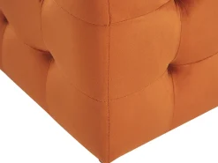 Tamborete Com Arrumação Em Veludo Laranja 72 X 42 Cm Michigan