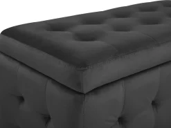 Tamborete Com Arrumação Em Veludo Preto 72 X 42 Cm Michigan