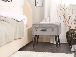 Tamborete Com Arrumação Em Veludo Cinzento Mallard