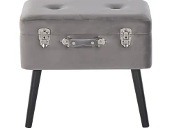 Tamborete Com Arrumação Em Veludo Cinzento Mallard