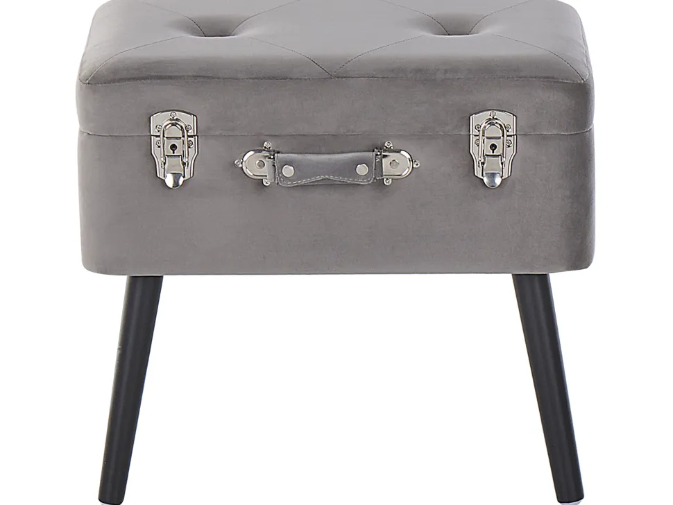 Tamborete Com Arrumação Em Veludo Cinzento Mallard