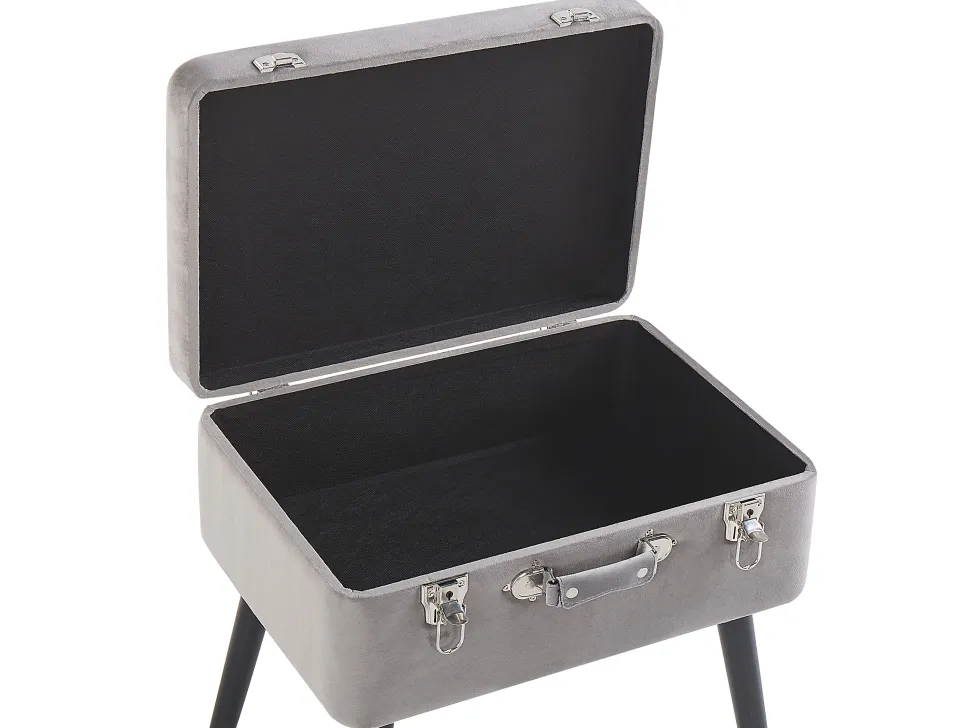 Tamborete Com Arrumação Em Veludo Cinzento Mallard