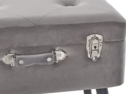 Tamborete Com Arrumação Em Veludo Cinzento Mallard