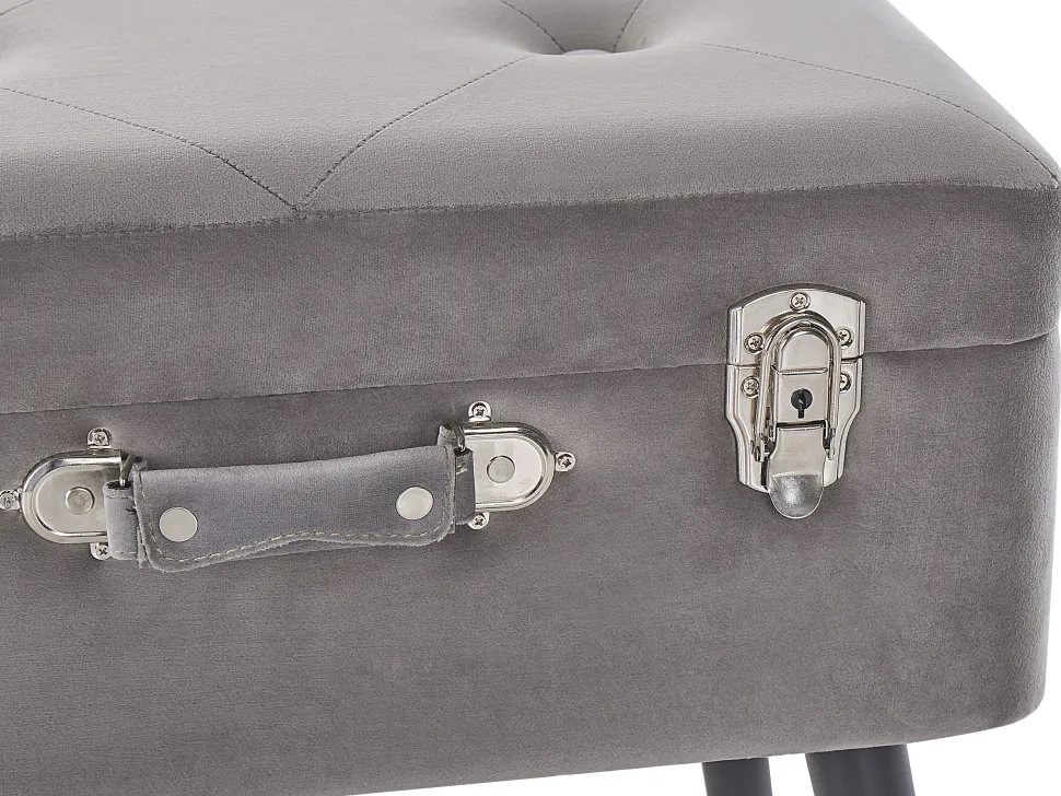 Tamborete Com Arrumação Em Veludo Cinzento Mallard