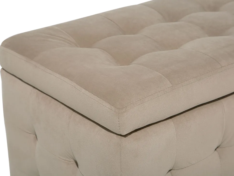 Tamborete Com Arrumação Em Veludo Castanho Claro 72 X 42 Cm Michigan