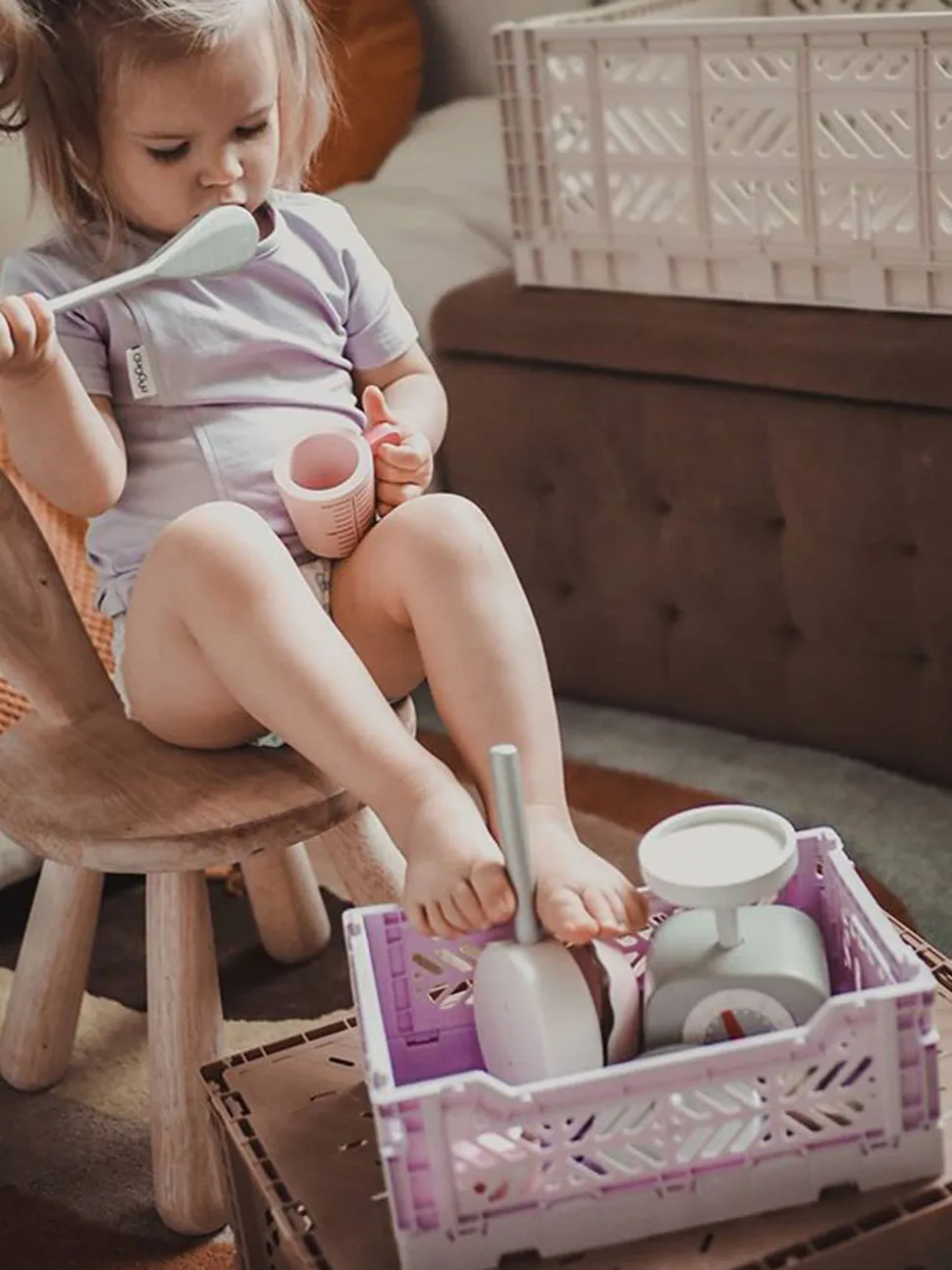 Tamborete Com Arrumação Em Veludo Castanho Claro 72 X 42 Cm Michigan