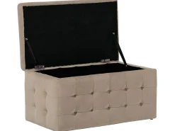 Tamborete Com Arrumação Em Veludo Castanho Claro 72 X 42 Cm Michigan