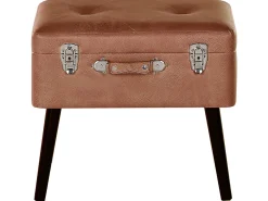 Tamborete Com Arrumação Em Pele Sintetica Castanho Mallard