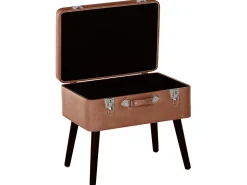 Tamborete Com Arrumação Em Pele Sintetica Castanho Mallard