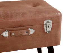 Tamborete Com Arrumação Em Pele Sintetica Castanho Mallard