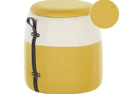 Tamborete Em Bombazine Amarela Com Arrumação Ruby