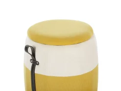 Tamborete Em Bombazine Amarela Com Arrumação Ruby