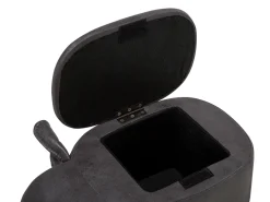 Tamborete Em Pele Sintetica Cinzenta Escura Com Arrumação Elephant