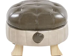 Tamborete Em Pele Sintetica Verde Escuro Turtle