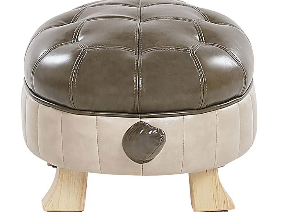 Tamborete Em Pele Sintetica Verde Escuro Turtle