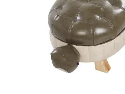 Tamborete Em Pele Sintetica Verde Escuro Turtle