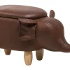 Tamborete Em Pele Sintetica Castanha Escura Com Arrumação Elephant