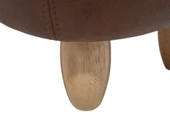 Tamborete Em Pele Sintetica Castanha Escura Com Arrumação Elephant