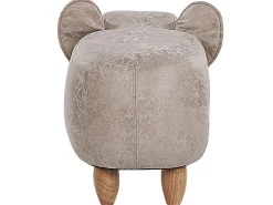 Tamborete Em Pele Sintetica Cinzenta Clara Com Arrumação Jumbo