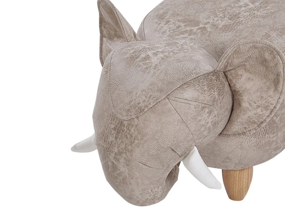 Tamborete Em Pele Sintetica Cinzenta Clara Com Arrumação Jumbo