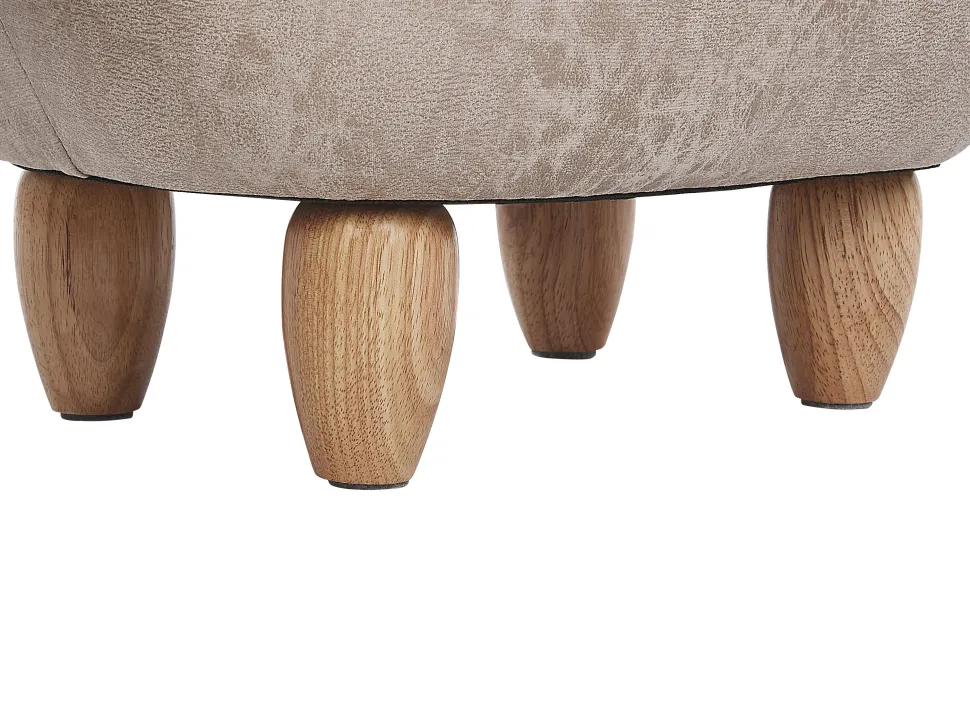 Tamborete Em Pele Sintetica Cinzenta Clara Com Arrumação Jumbo