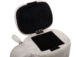 Tamborete Em Pele Sintetica Cinzenta Clara Com Arrumação Elephant