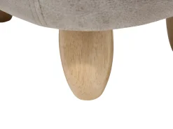 Tamborete Em Pele Sintetica Cinzenta Clara Com Arrumação Elephant