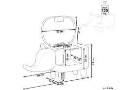 Tamborete Em Pele Sintetica Cinzenta Clara Com Arrumação Elephant