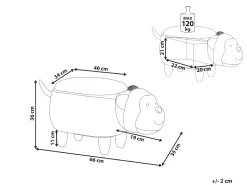 Tamborete Em Pele Sintetica Castanha Com Arrumação Monkey