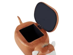 Tamborete Em Pele Sintetica Castanha Com Arrumação Monkey