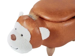 Tamborete Em Pele Sintetica Castanha Com Arrumação Monkey