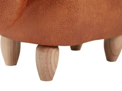 Tamborete Em Pele Sintetica Castanha Com Arrumação Monkey